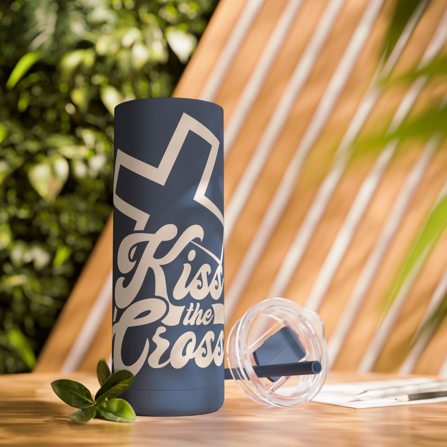 Kiss The Cross - Stylish Matte Tumbler - for hot and cold drinks.
