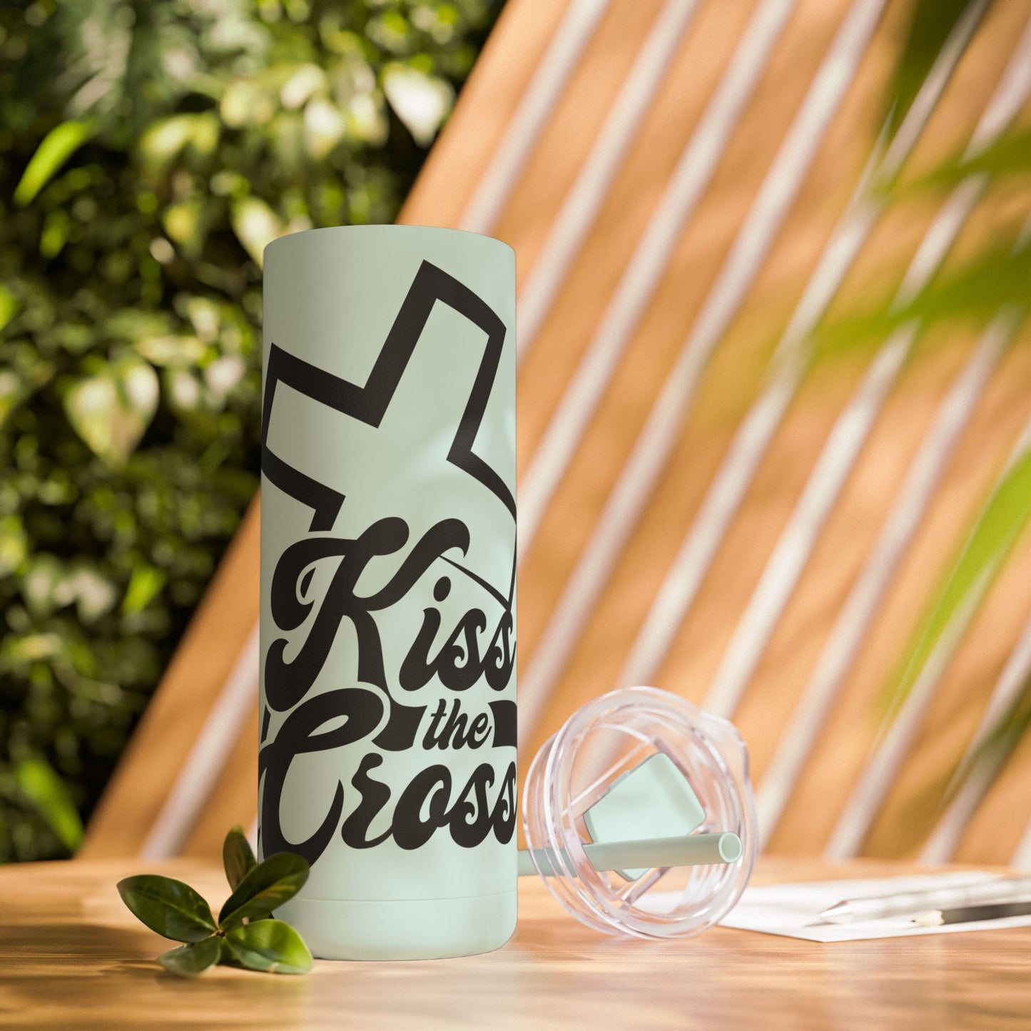 Kiss The Cross - Stylish Matte Tumbler - for hot and cold drinks.