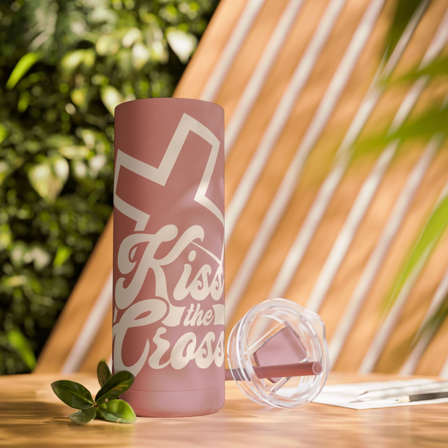 Kiss The Cross - Stylish Matte Tumbler - for hot and cold drinks.