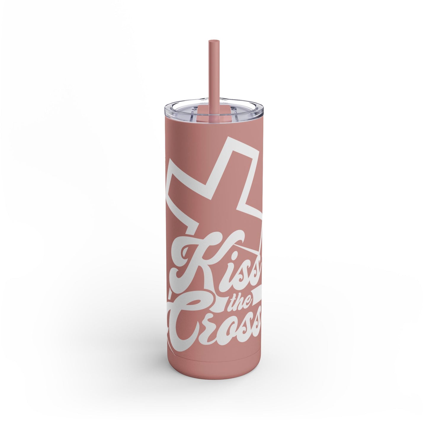 Kiss The Cross - Stylish Matte Tumbler - for hot and cold drinks.