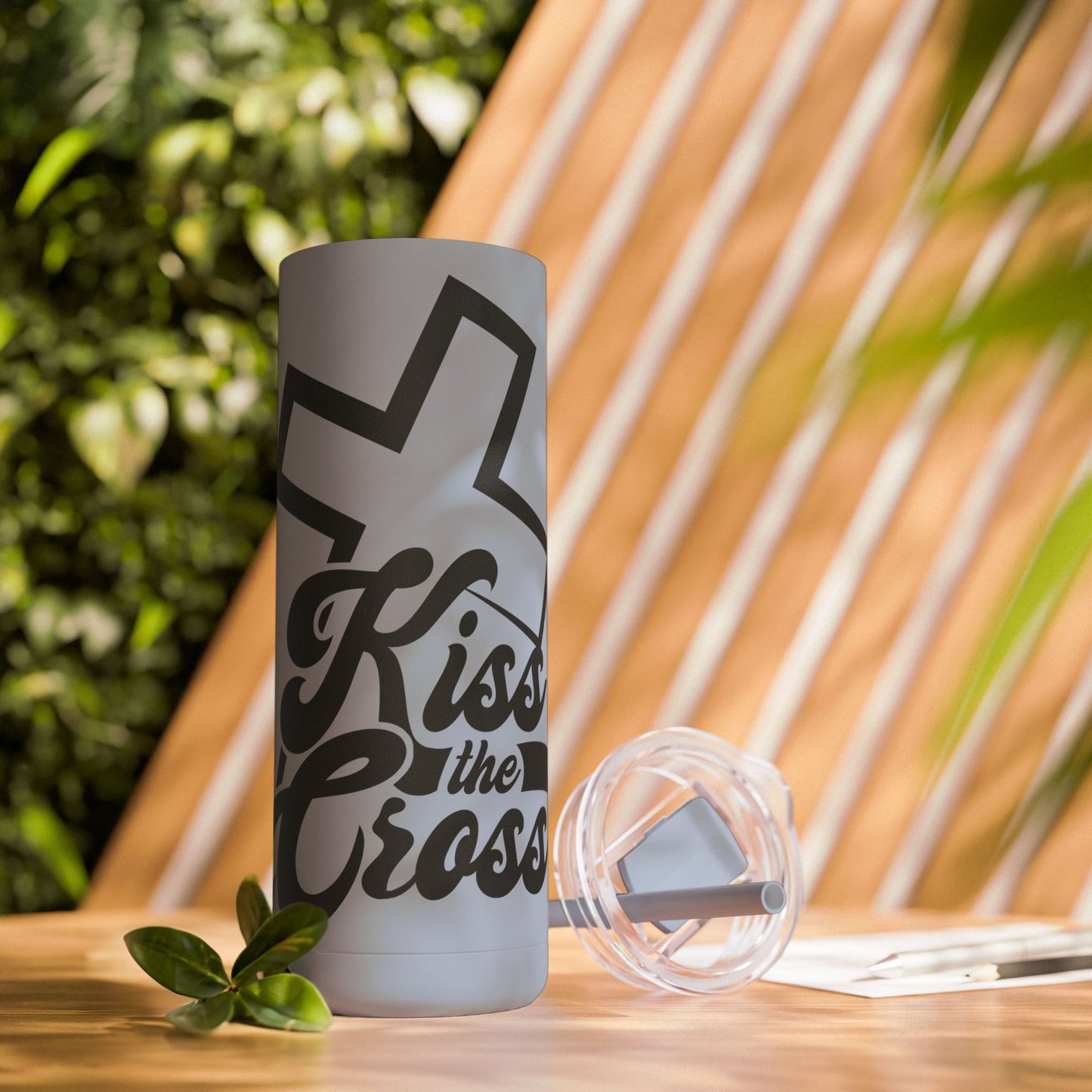 Kiss The Cross - Stylish Matte Tumbler - for hot and cold drinks.