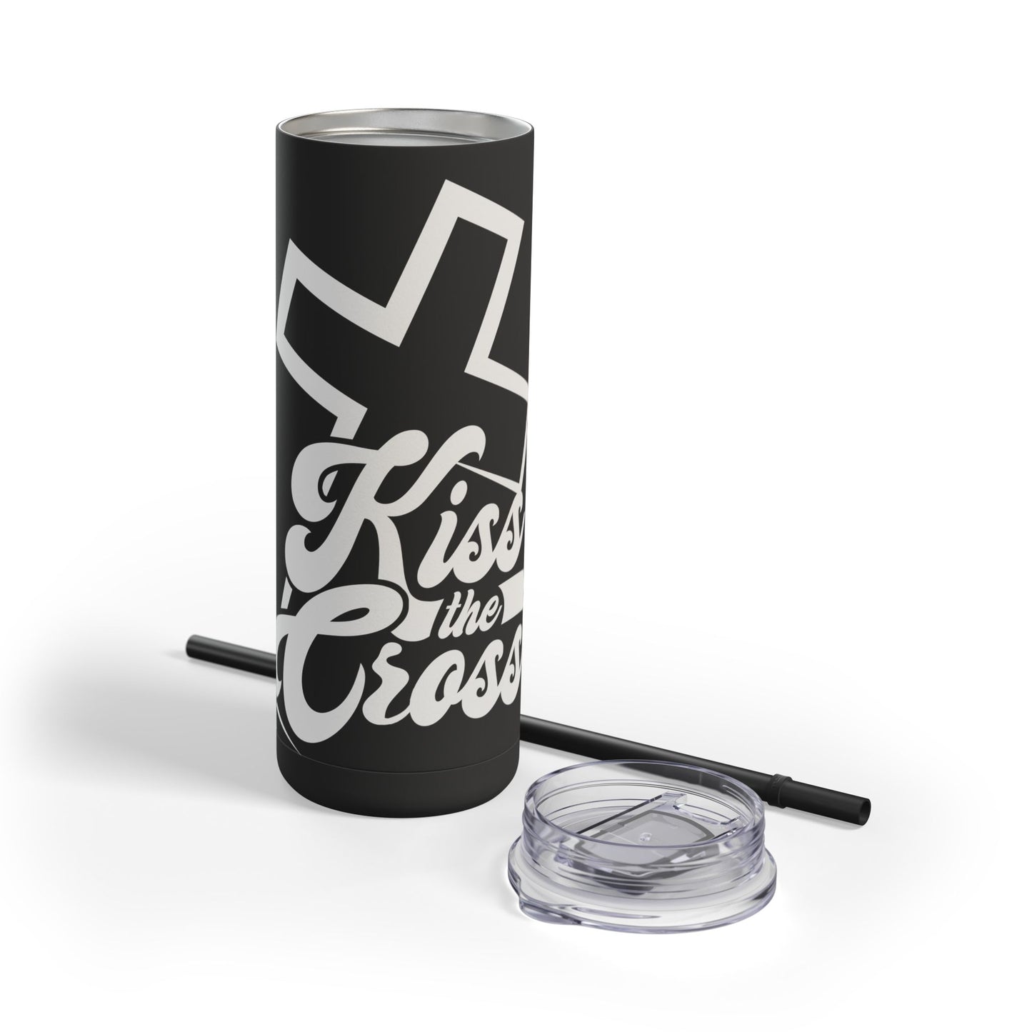 Kiss The Cross - Stylish Matte Tumbler - for hot and cold drinks.