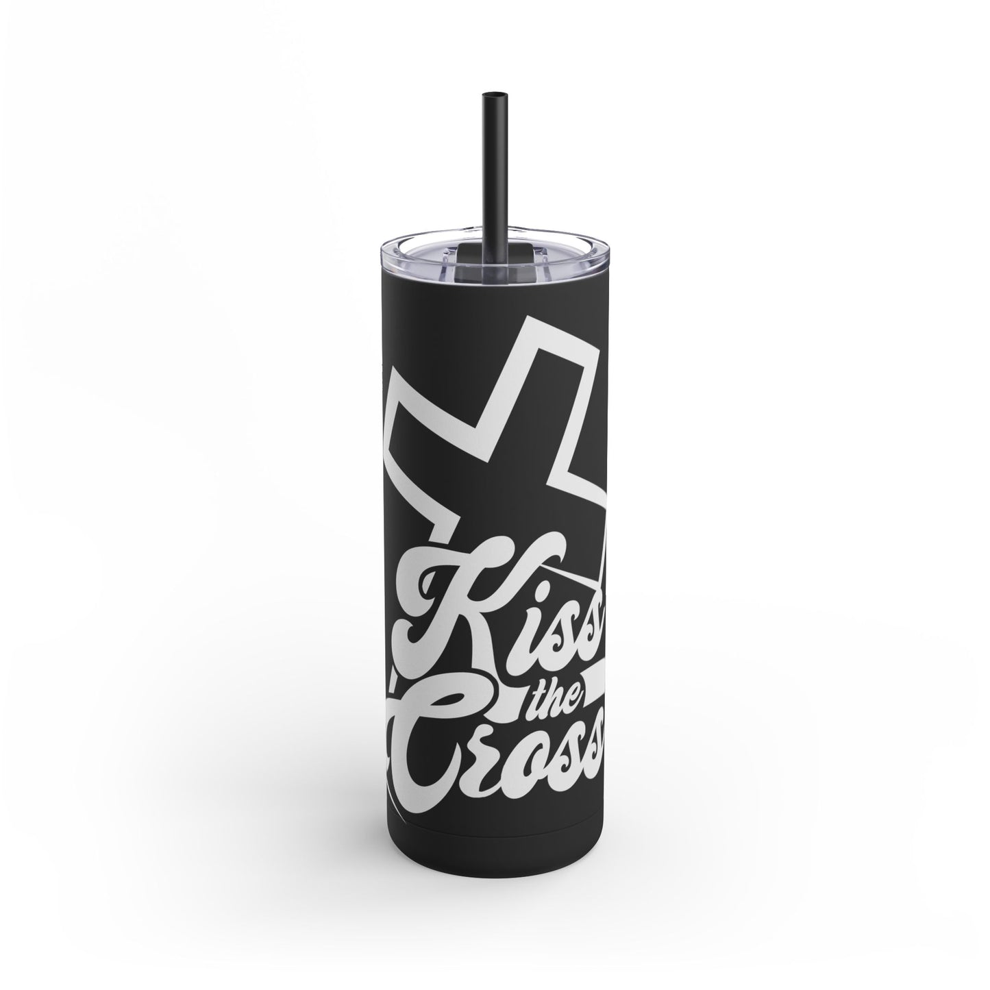 Kiss The Cross - Stylish Matte Tumbler - for hot and cold drinks.