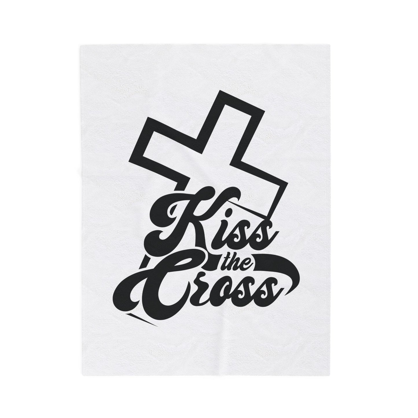 Kiss The Cross - Christian Inspirational Velveteen Plush Blanket.