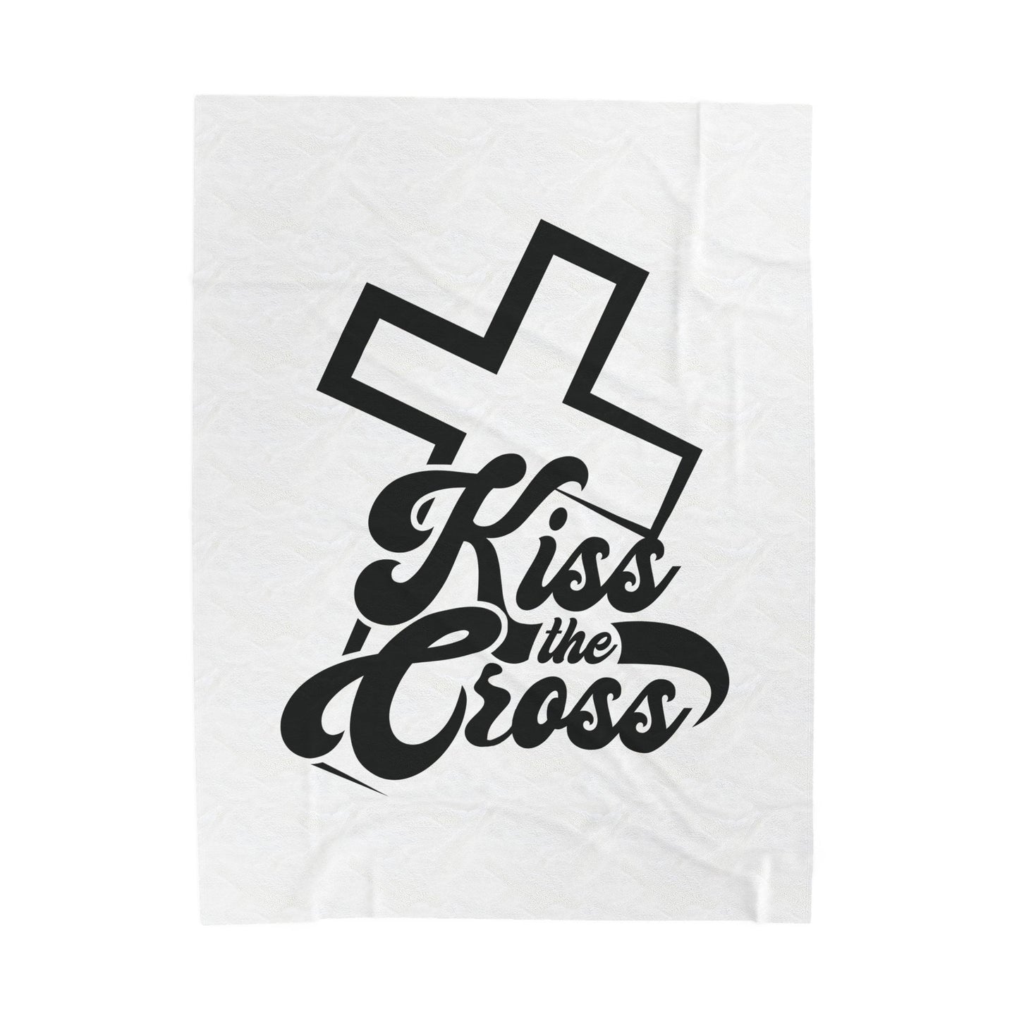 Kiss The Cross - Christian Inspirational Velveteen Plush Blanket.