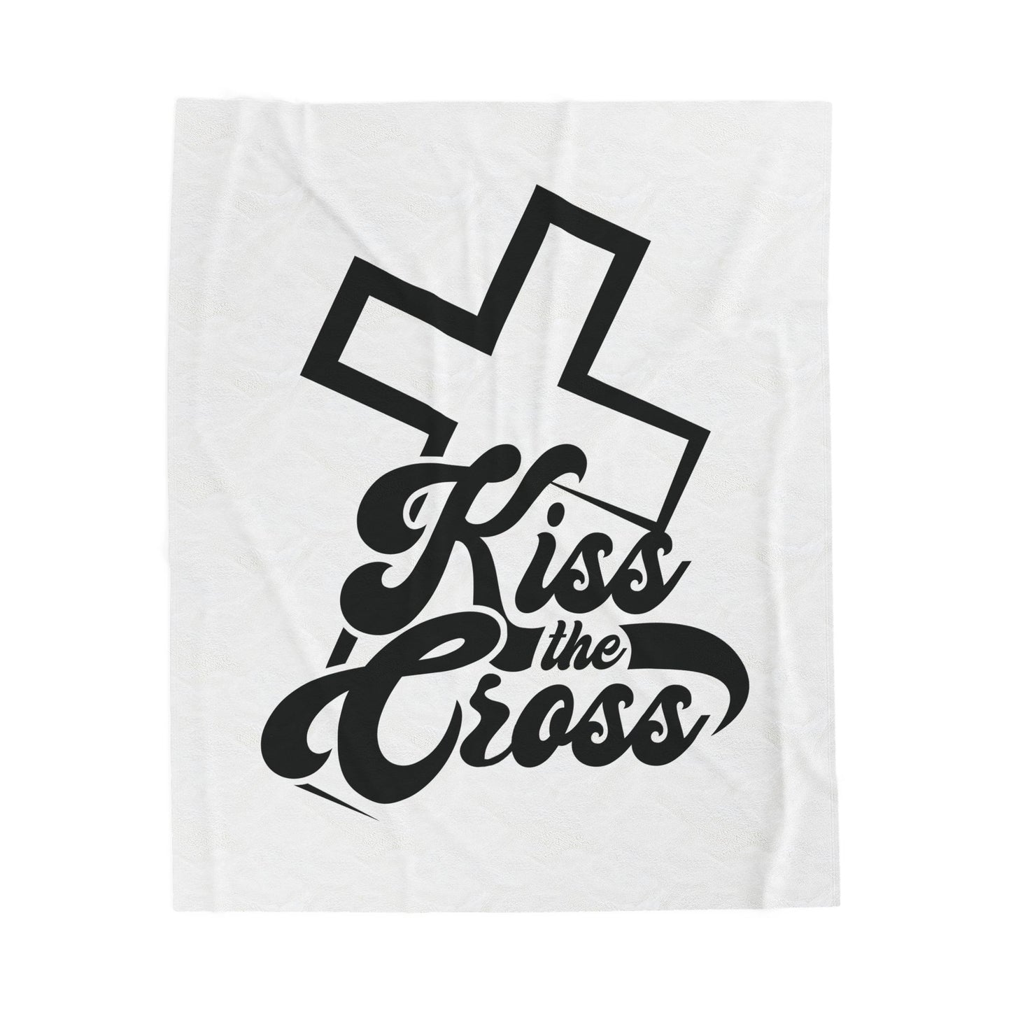 Kiss The Cross - Christian Inspirational Velveteen Plush Blanket.
