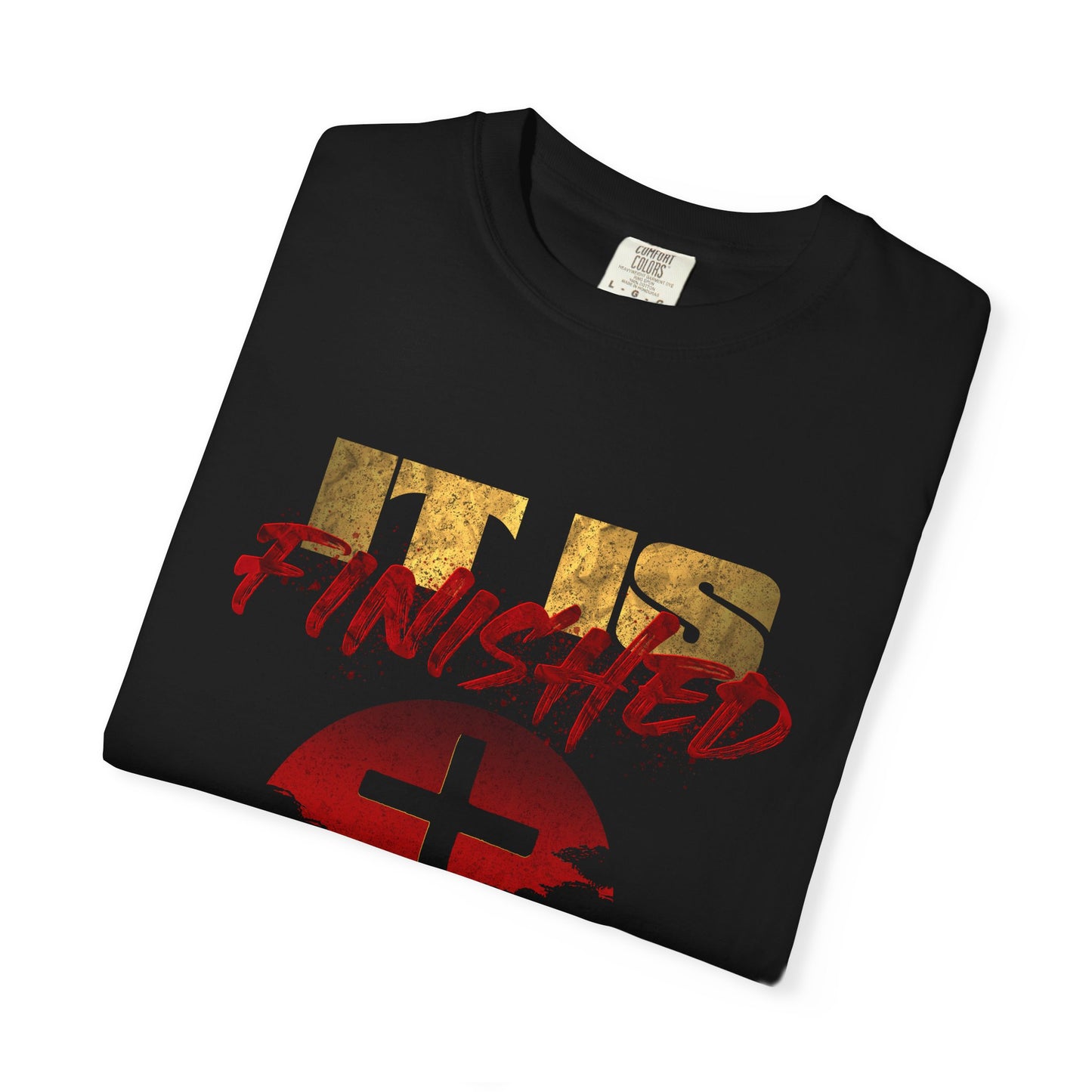 It Is Finished Christian T‑Shirt — Cross Sunset Faith Tee (Kiss The Cross)