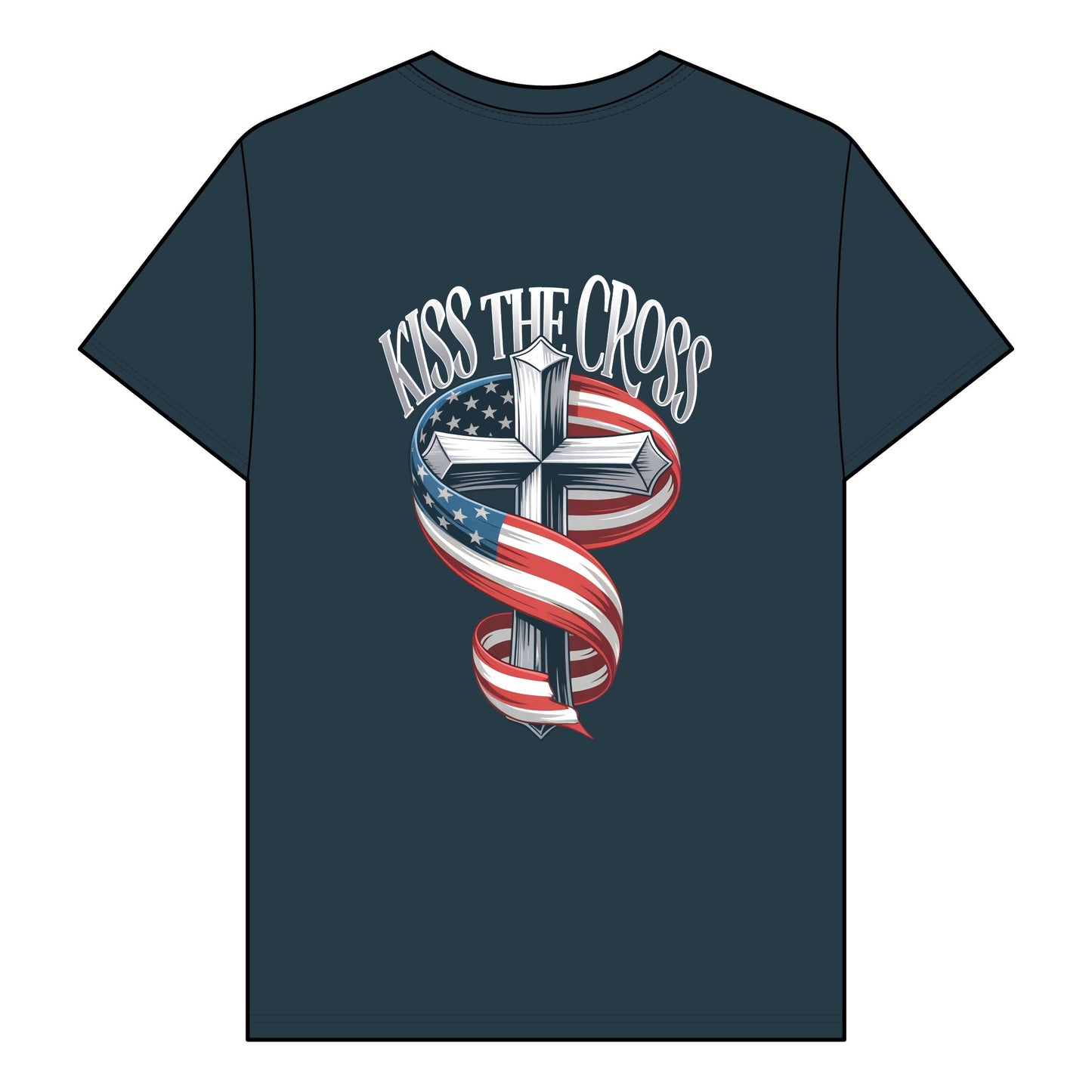 Kiss The Cross - Patriotic Faith Graphic Tee