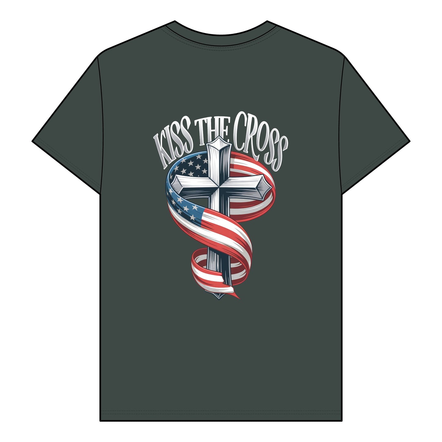 Kiss The Cross - Patriotic Faith Graphic Tee