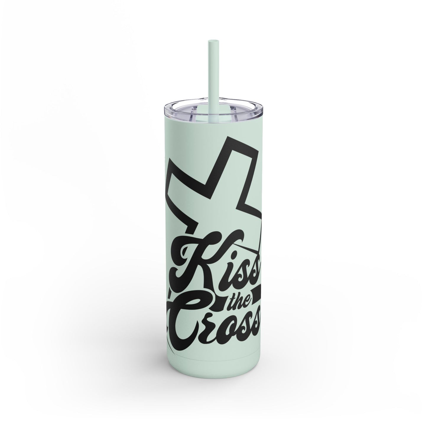Kiss The Cross - Stylish Matte Tumbler - for hot and cold drinks.